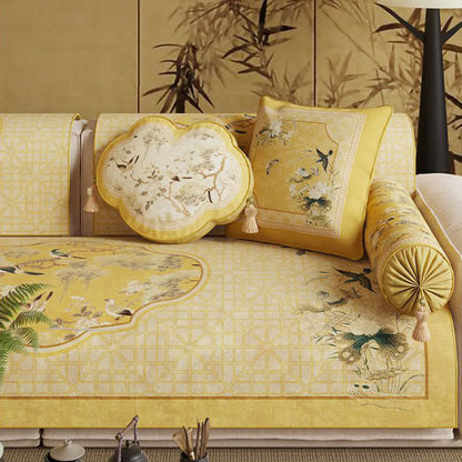 Oriental Style Bird & Floral Sofa Protector