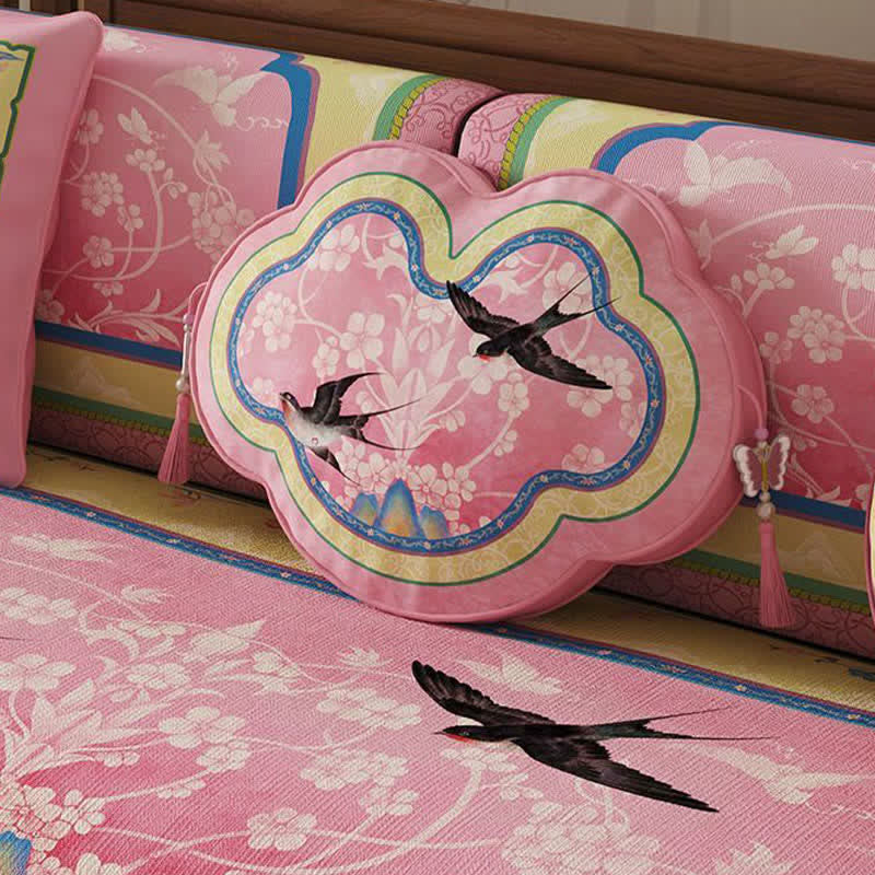 Oriental Lotus & Bird Print Sofa Protector