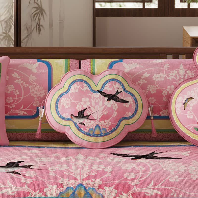 Oriental Lotus & Bird Print Sofa Protector