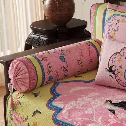 Oriental Lotus & Bird Print Sofa Protector