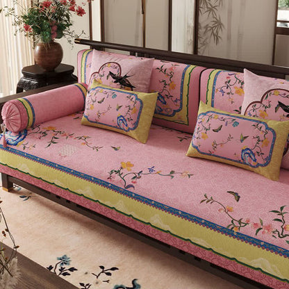Oriental Butterfly & Branch Print Sofa Protector