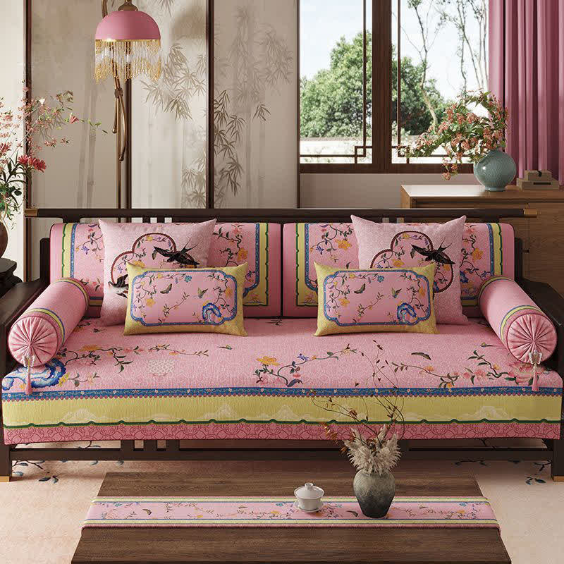 Oriental Butterfly & Branch Print Sofa Protector