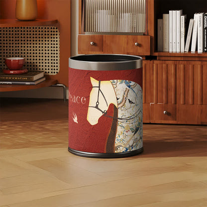 Lychee Texture Equestrian Leather Trash Can