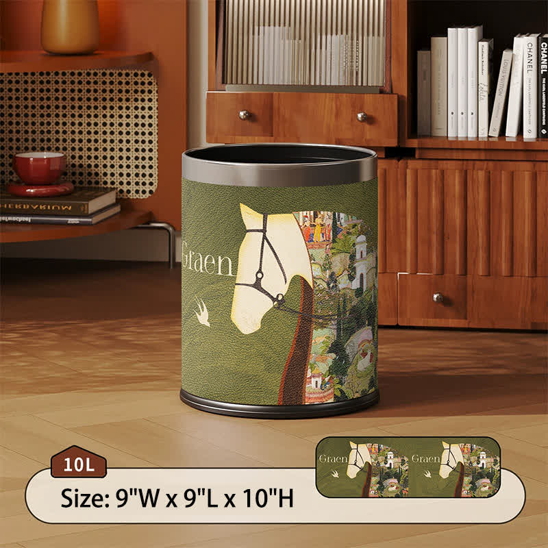 Lychee Texture Equestrian Leather Trash Can