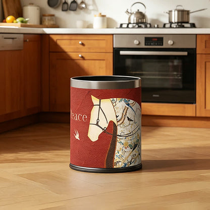 Lychee Texture Equestrian Leather Trash Can