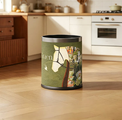 Lychee Texture Equestrian Leather Trash Can