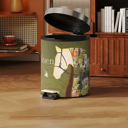 Lychee Texture Equestrian Leather Trash Can