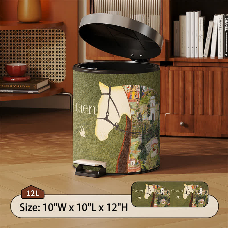 Lychee Texture Equestrian Leather Trash Can