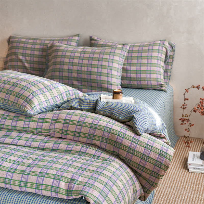 Small Checkered Pure Cotton Bedding Set