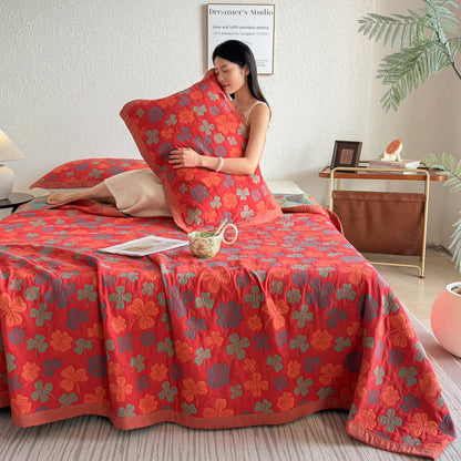 Four-leaf Clover Cotton Gauze Quilt Blanket