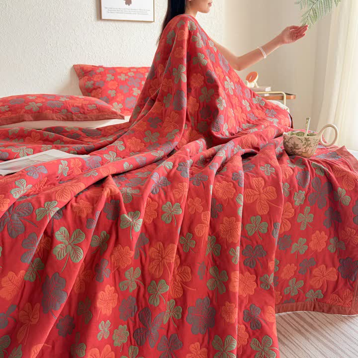 Four-leaf Clover Cotton Gauze Quilt Blanket