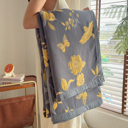 Branch & Bird Cotton Gauze Quilt Blanket