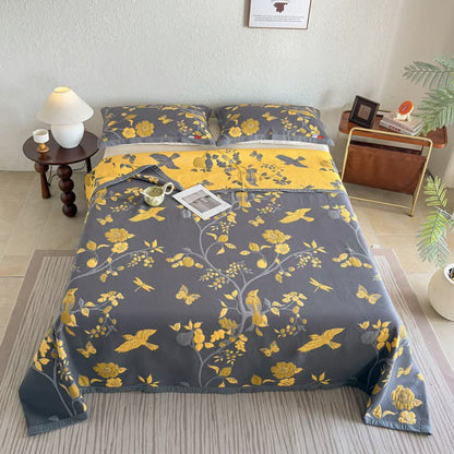 Branch & Bird Cotton Gauze Quilt Blanket