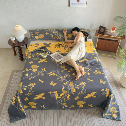 Branch & Bird Cotton Gauze Quilt Blanket