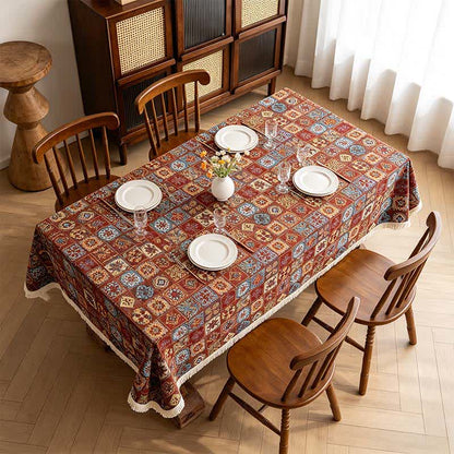 Bohemian Retro Ethnic Tile Jacquard Tablecloth