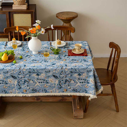 Serene Garden Oil Painting Jacquard Tablecloth