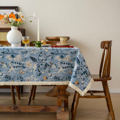 Serene Garden Oil Painting Jacquard Tablecloth