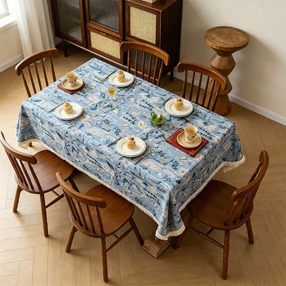 Serene Garden Oil Painting Jacquard Tablecloth