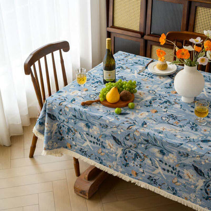 Serene Garden Oil Painting Jacquard Tablecloth
