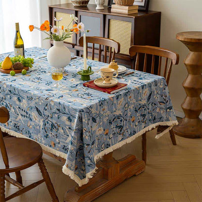 Serene Garden Oil Painting Jacquard Tablecloth