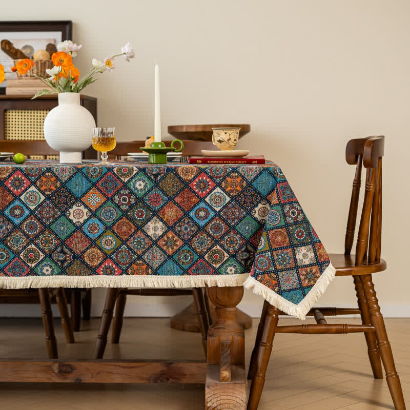 Exotic Kaleidoscope Mandala Jacquard Tablecloth