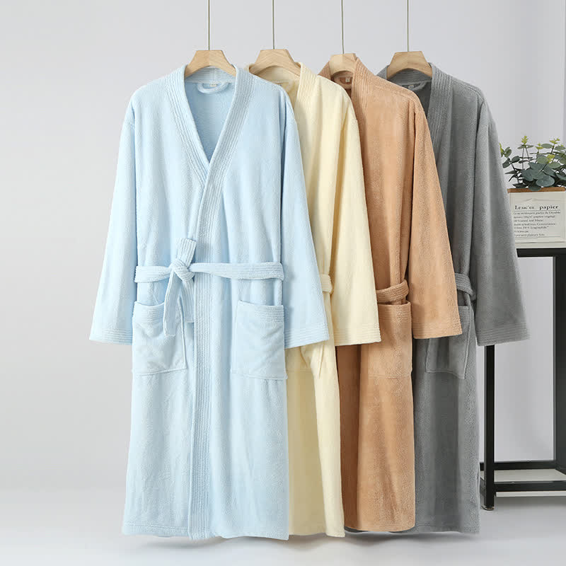 His & Hers Solid Color Absorbent Bath Robe