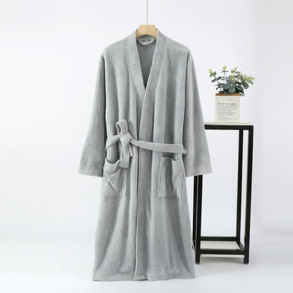 His & Hers Solid Color Absorbent Bath Robe