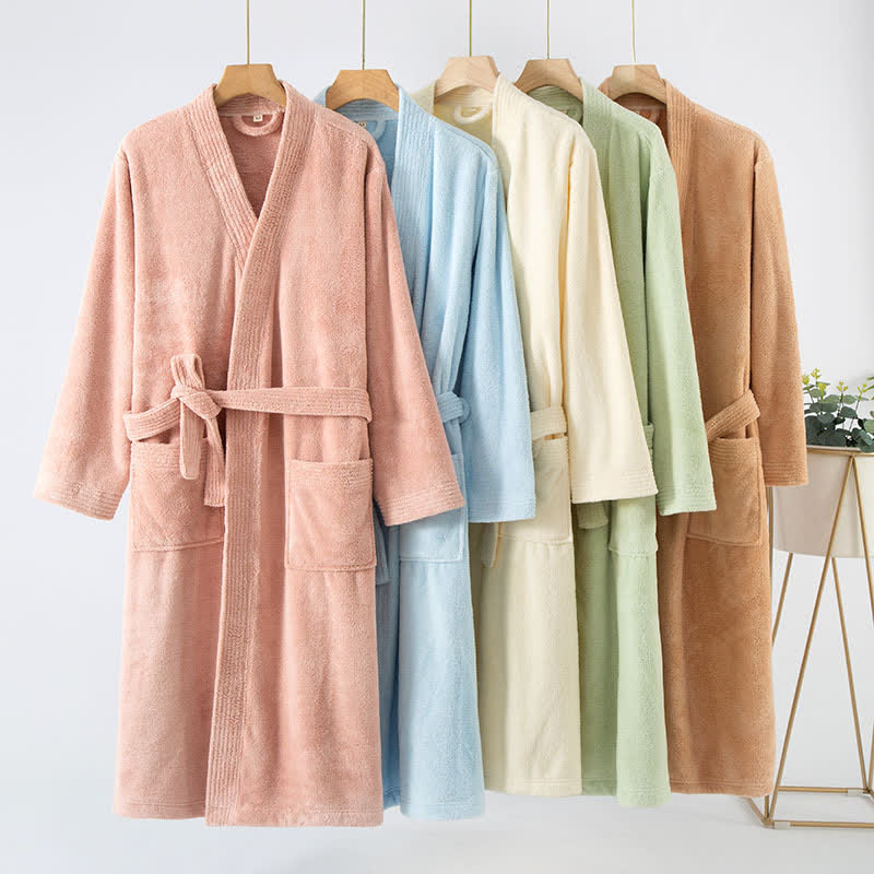 His & Hers Solid Color Absorbent Bath Robe