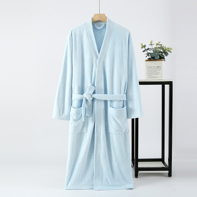 His & Hers Solid Color Absorbent Bath Robe
