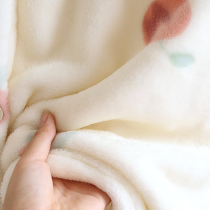 Peach Print Plush Hooded Bathrobe