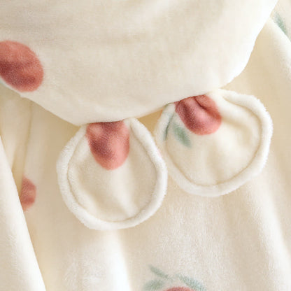 Peach Print Plush Hooded Bathrobe