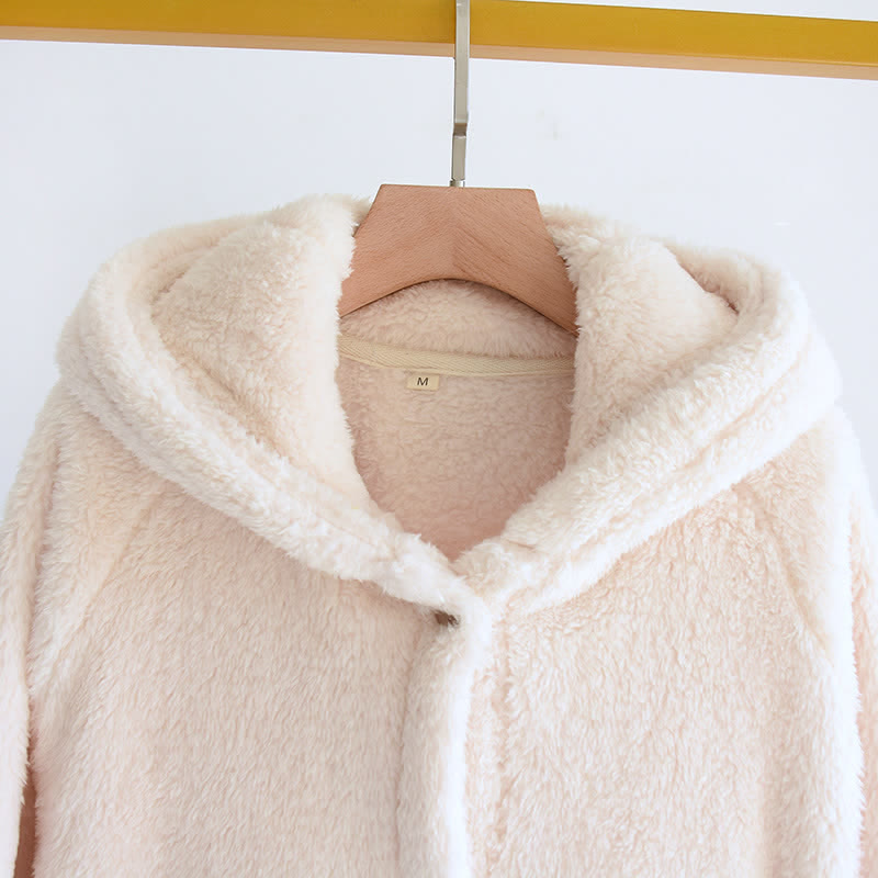 Minimalist Style Solid Color Hooded Robe
