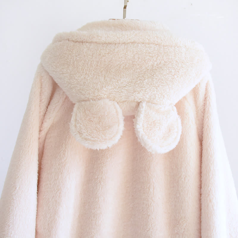 Minimalist Style Solid Color Hooded Robe