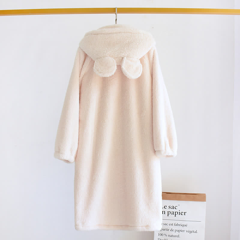 Minimalist Style Solid Color Hooded Robe