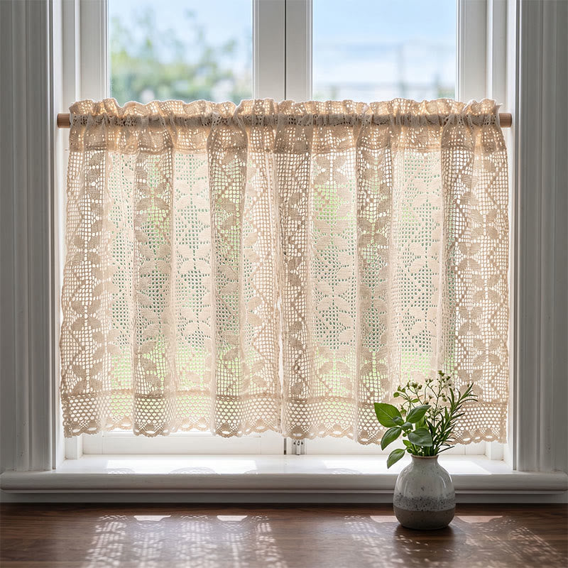 Four-Leaf Clover Crochet Tier Curtain