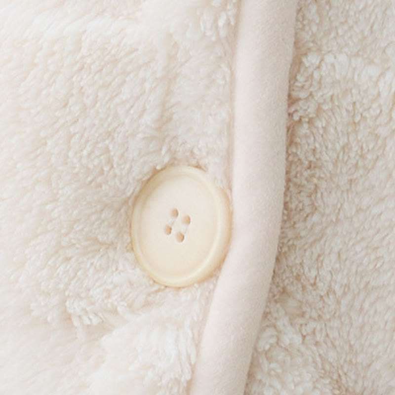 Solid Plush Checkered Texture Hooded Robe