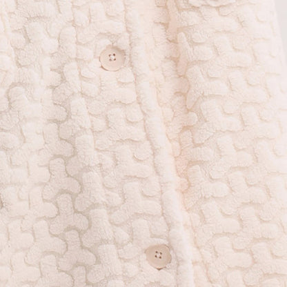 Embossed Plush Coral Fleece Hooded Robe