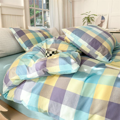 Multi-Color Plaid Cotton Bedding Set