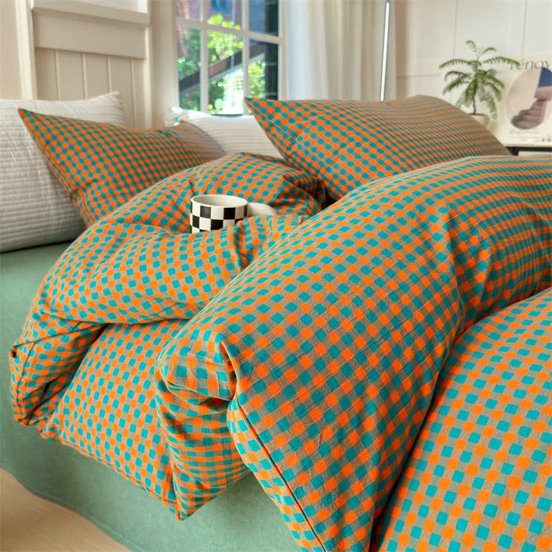 Small Check Gingham Cotton Bedding Set