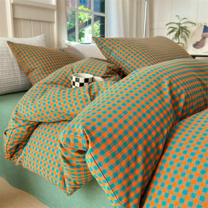 Small Check Gingham Cotton Bedding Set