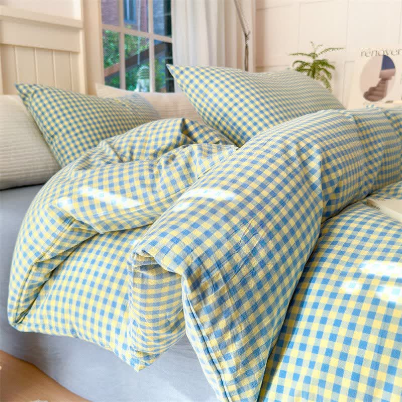 Small Check Gingham Cotton Bedding Set