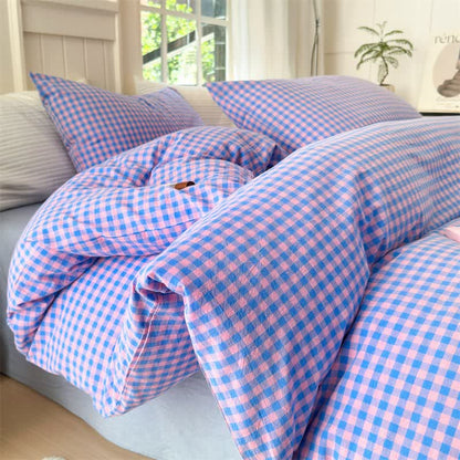 Small Check Gingham Cotton Bedding Set