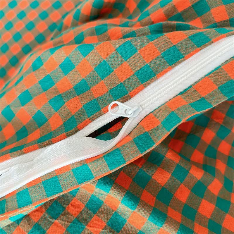 Small Check Gingham Cotton Bedding Set