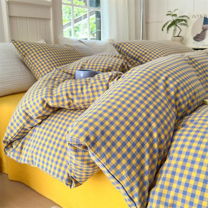 Small Check Gingham Cotton Bedding Set