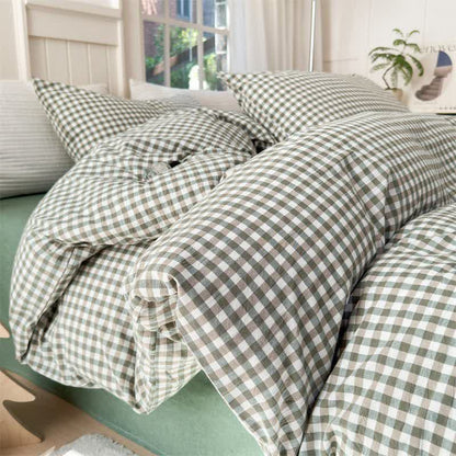 Small Check Gingham Cotton Bedding Set