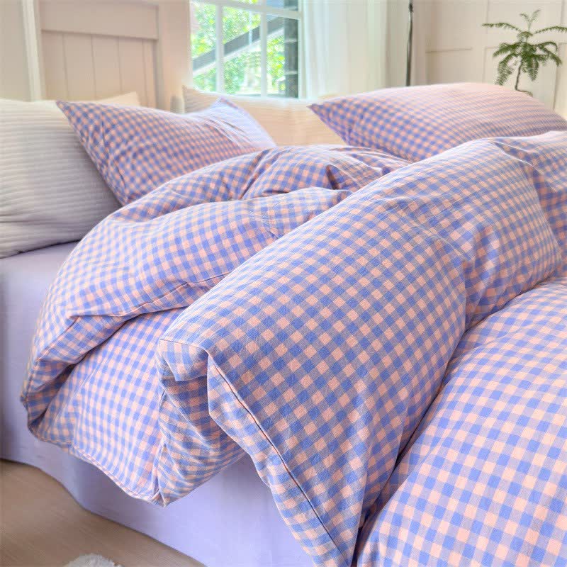 Small Check Gingham Cotton Bedding Set