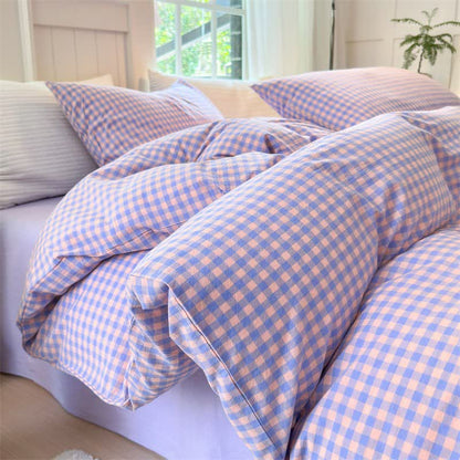 Small Check Gingham Cotton Bedding Set