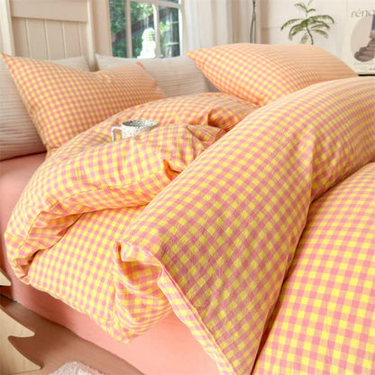 Small Check Gingham Cotton Bedding Set