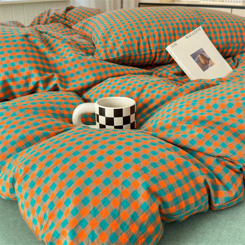 Small Check Gingham Cotton Bedding Set
