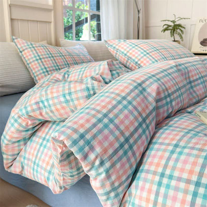 Small Check Gingham Cotton Bedding Set